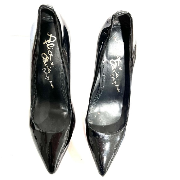 Alice + Olivia Stacey Bendet Black Patent Leather Pointy Platform Heel Pump Sz 8 - Picture 4 of 13